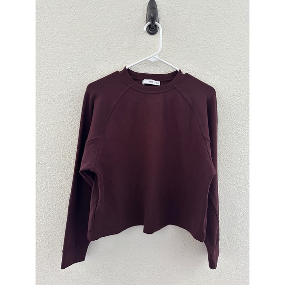 MNG Mango Tops - MNG Mango Sweatshirt Women Small Burgundy Raglan Sleeve Cropped Pullover